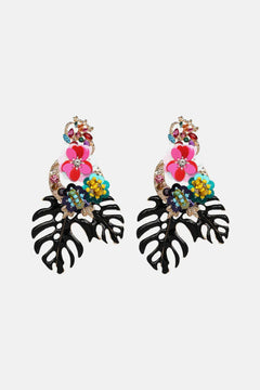 Leaf & Flower Shape Zinc Alloy Dangle Earrings - Winter Sunshine Marketplace