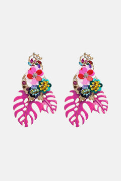 Leaf & Flower Shape Zinc Alloy Dangle Earrings - Winter Sunshine Marketplace