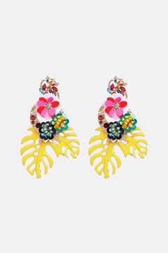 Leaf & Flower Shape Zinc Alloy Dangle Earrings - Winter Sunshine Marketplace