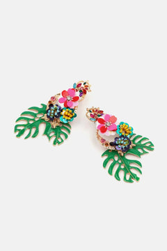 Leaf & Flower Shape Zinc Alloy Dangle Earrings - Winter Sunshine Marketplace