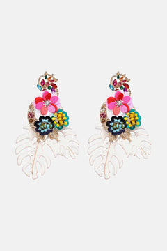 Leaf & Flower Shape Zinc Alloy Dangle Earrings - Winter Sunshine Marketplace