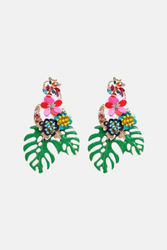 Leaf & Flower Shape Zinc Alloy Dangle Earrings - Winter Sunshine Marketplace