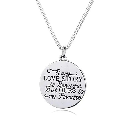 Love Quote Pendant and Chain Necklace - Winter Sunshine Marketplace