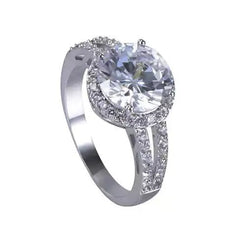 Love Struck Diamond Crystals Platinum Plated Halo Ring - Winter Sunshine Marketplace