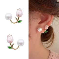 Pink Tulip Flower Earrings - Winter Sunshine Marketplace