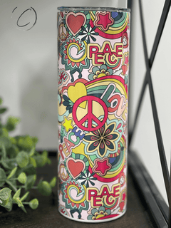 Retro Peace & Love 20oz Skinny Tumbler - Winter Sunshine Marketplace