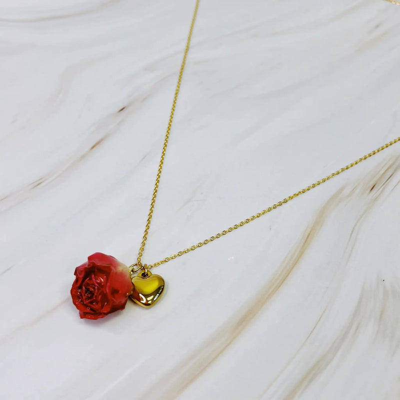 Rose Bud Love Heart Necklace - Winter Sunshine Marketplace