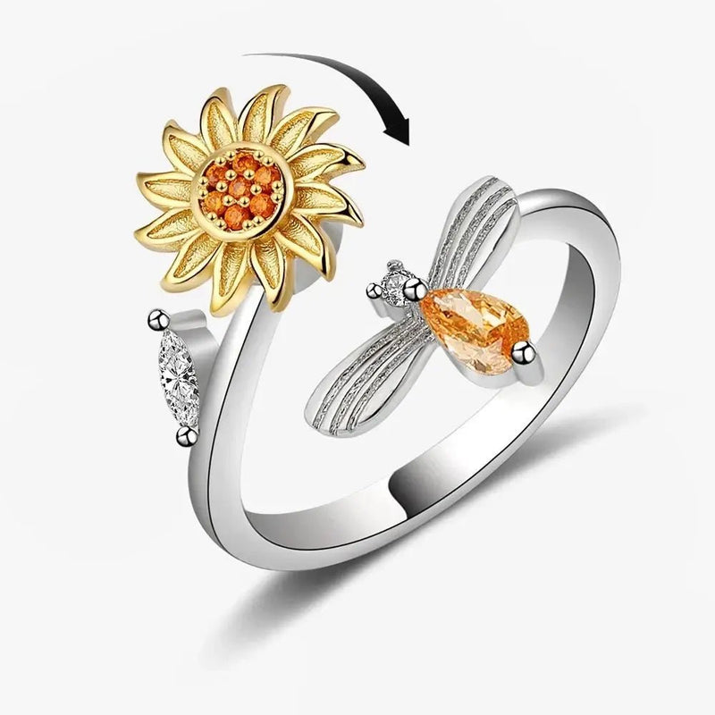 Sunflower Bee Fidget Ring - Winter Sunshine Marketplace