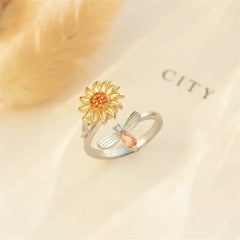 Sunflower Bee Fidget Ring - Winter Sunshine Marketplace