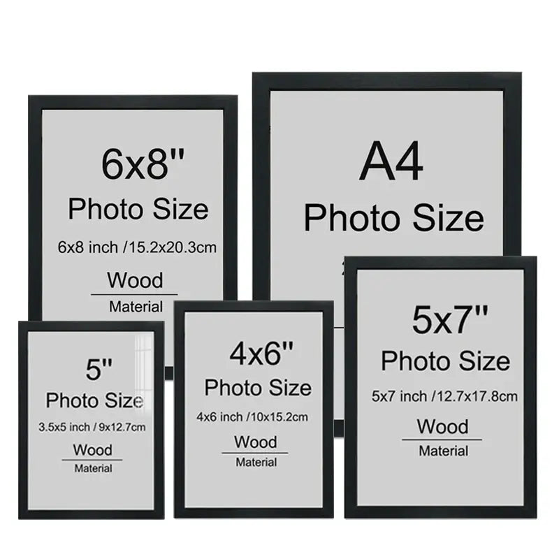 2 Pieces Black Wood Picture Frames