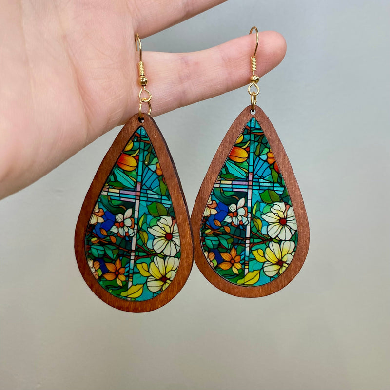 Wooden Teardrop Cutout - Stained Glass Acrylic - #2 - Winter Sunshine Marketplace