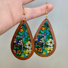 Wooden Teardrop Cutout - Stained Glass Acrylic - #2 - Winter Sunshine Marketplace