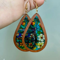 Wooden Teardrop Cutout - Stained Glass Acrylic - #2 - Winter Sunshine Marketplace